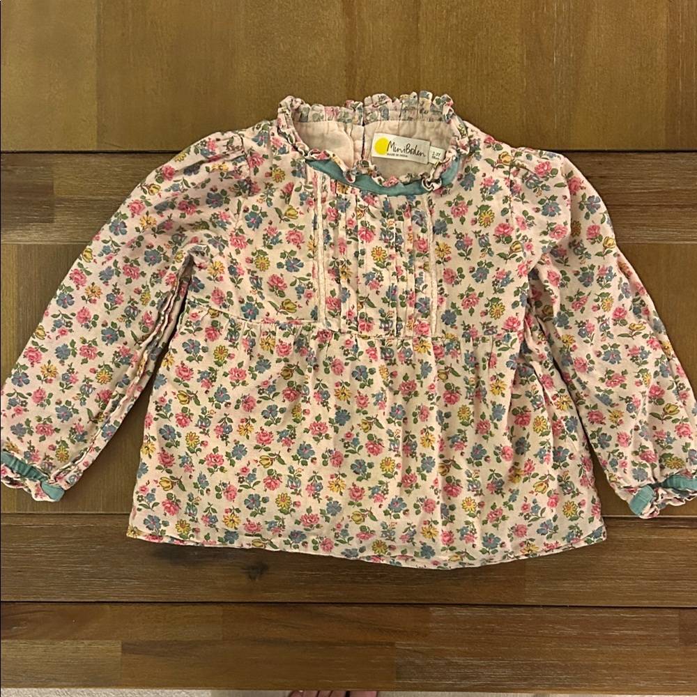 Mini Boden Floral Blouse - Pink and Green